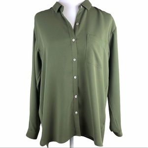 J. Jill Olive Green Button Down Blouse
